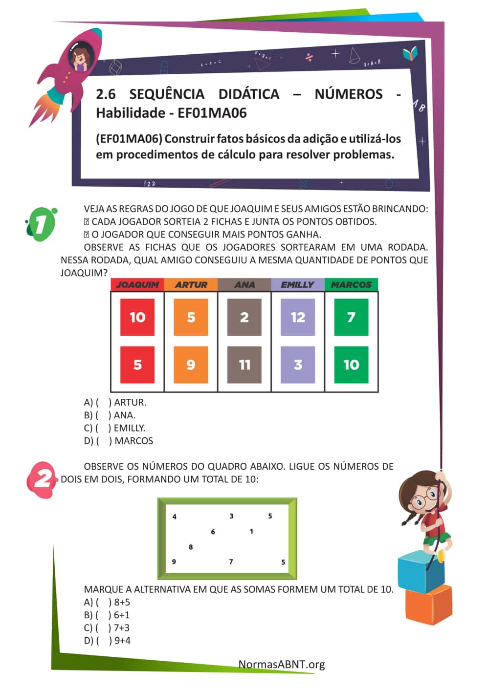 atividades (EF01MA06) Construir fatos básicos da adição - folha 1