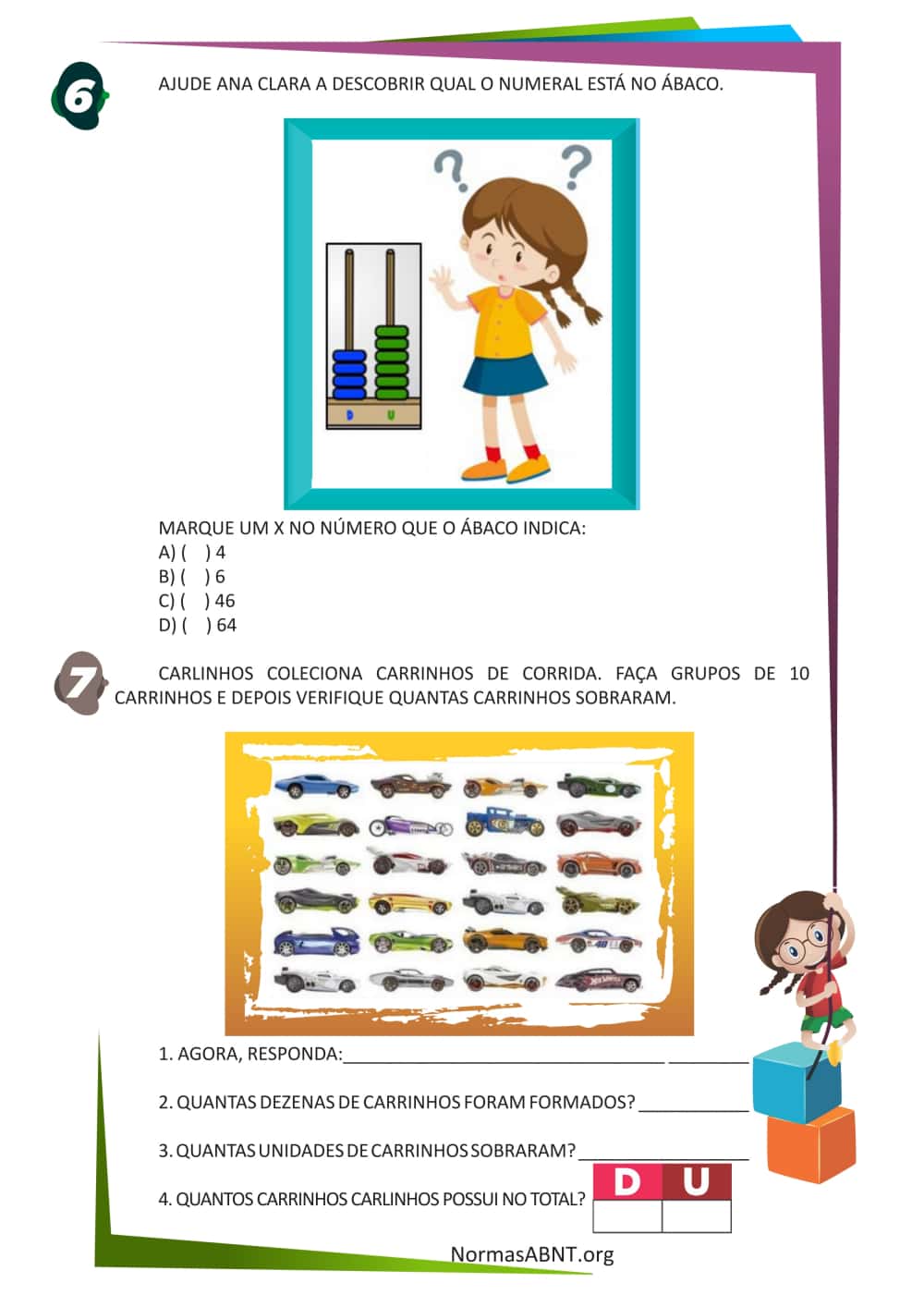 atividades para (EF01MA07) Compor e decompor número de até duas ordens - folha 3