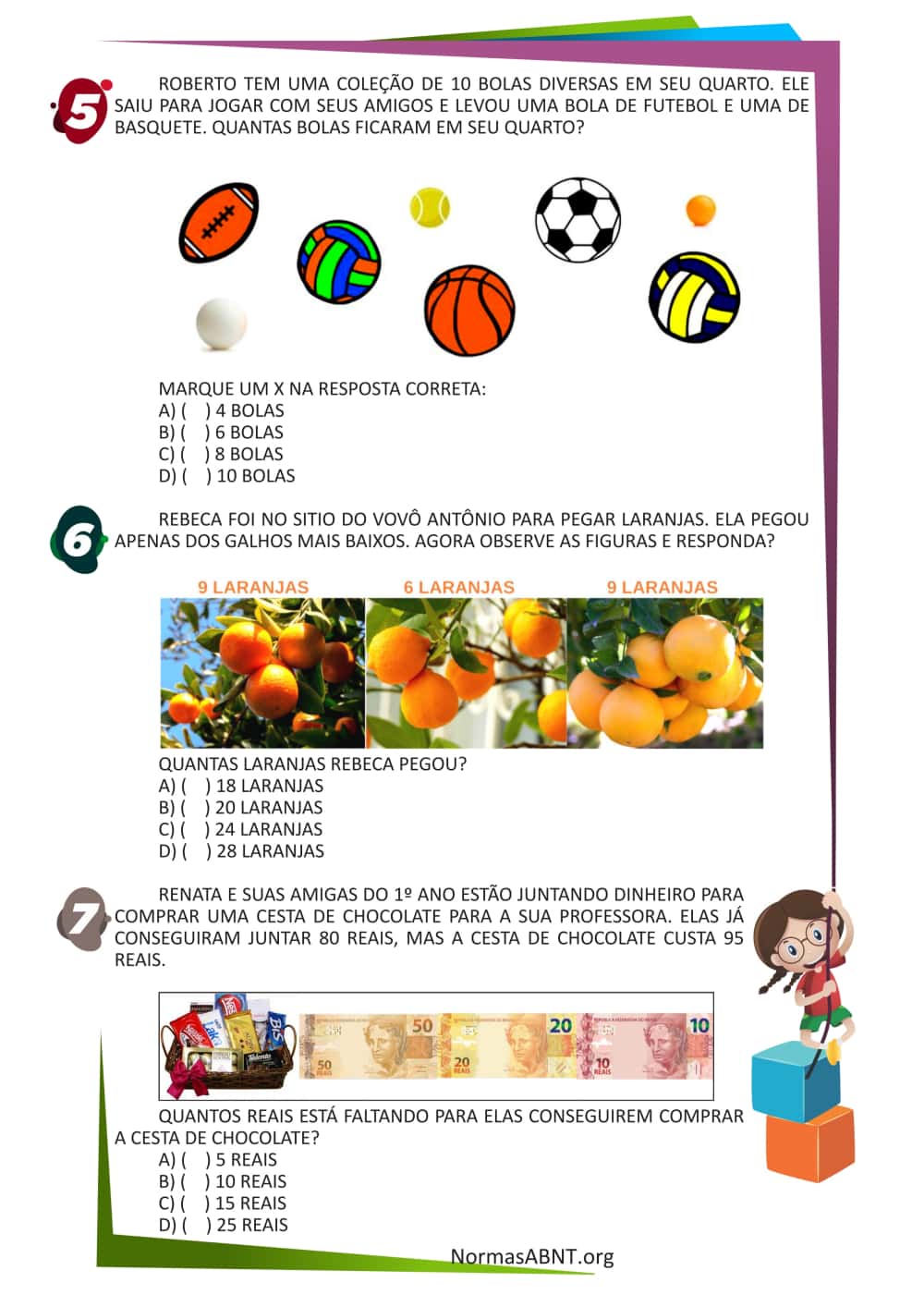 atividades Resolver e elaborar problemas de adição e de subtração, envolvendo números de até dois algarismos - folha 3