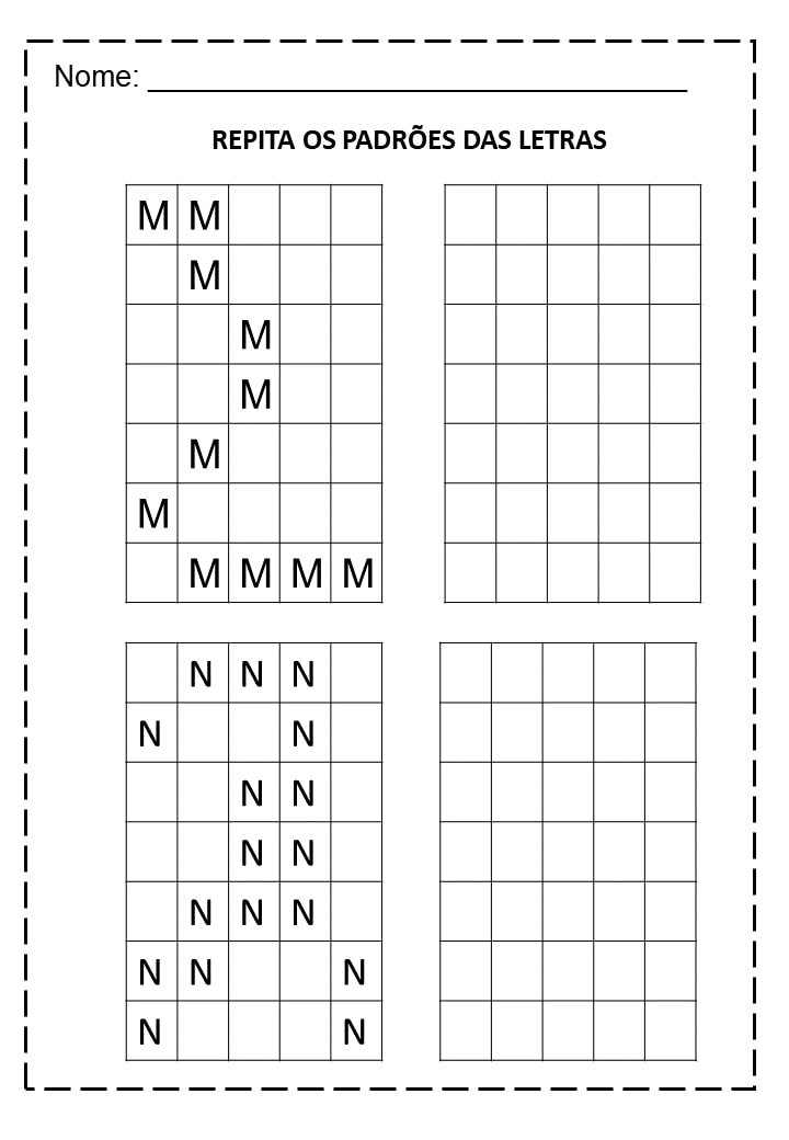 atividade repitir padrões das letras