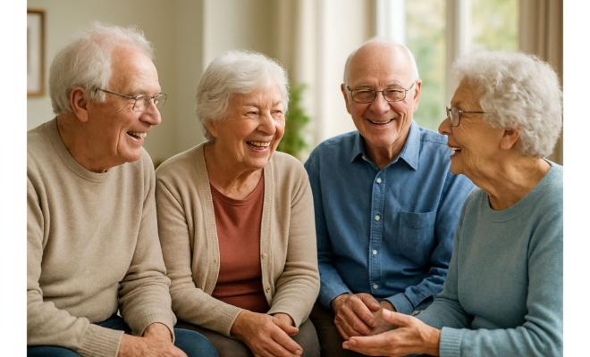 4 idosos sorrindo, capa para base de dados dos servidores e pensionistas do brasil